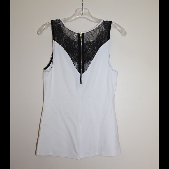 Express Two Tone White and Black Lace Tank - Picture 3 of 4